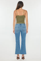 Women's blue bootcut jeans boots for a stylish casual look