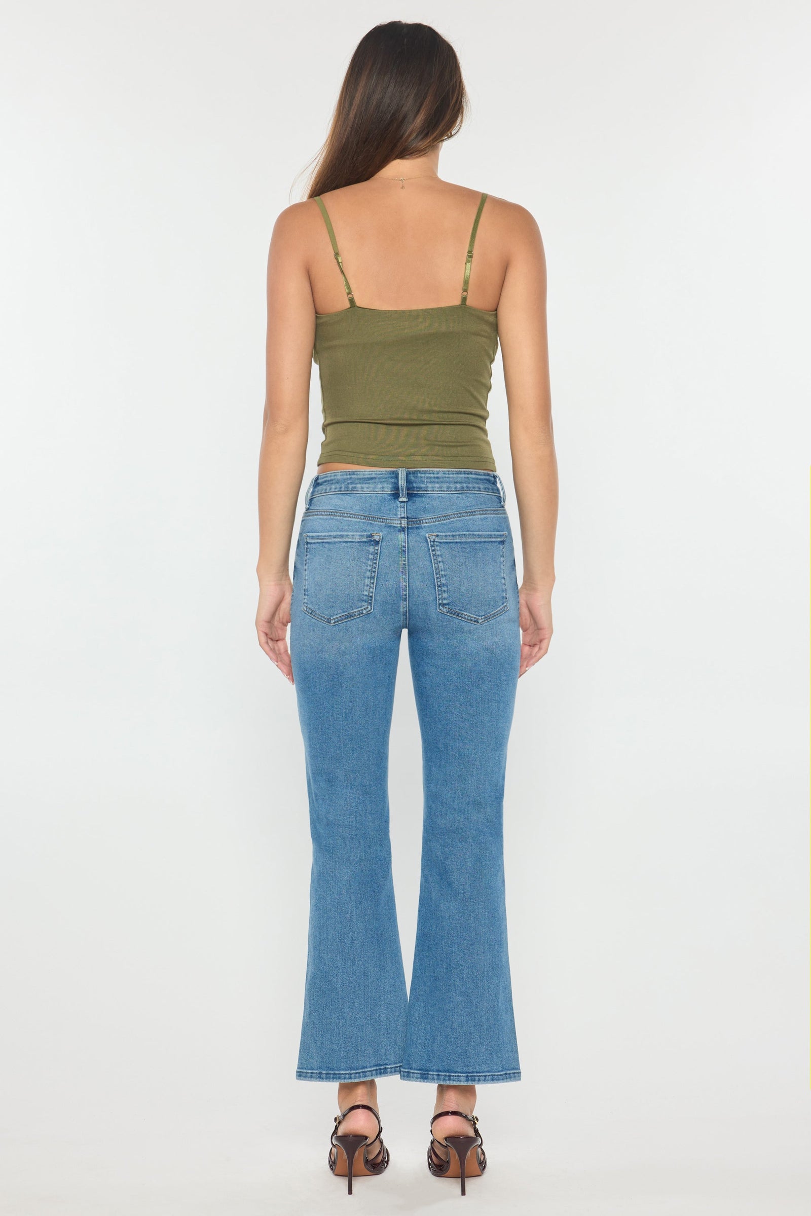 Women's blue bootcut jeans boots for a stylish casual look