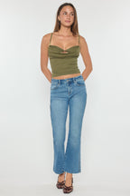 Women's blue bootcut jeans boots for a stylish casual look