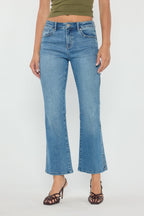 Women's blue bootcut jeans boots for a stylish casual look