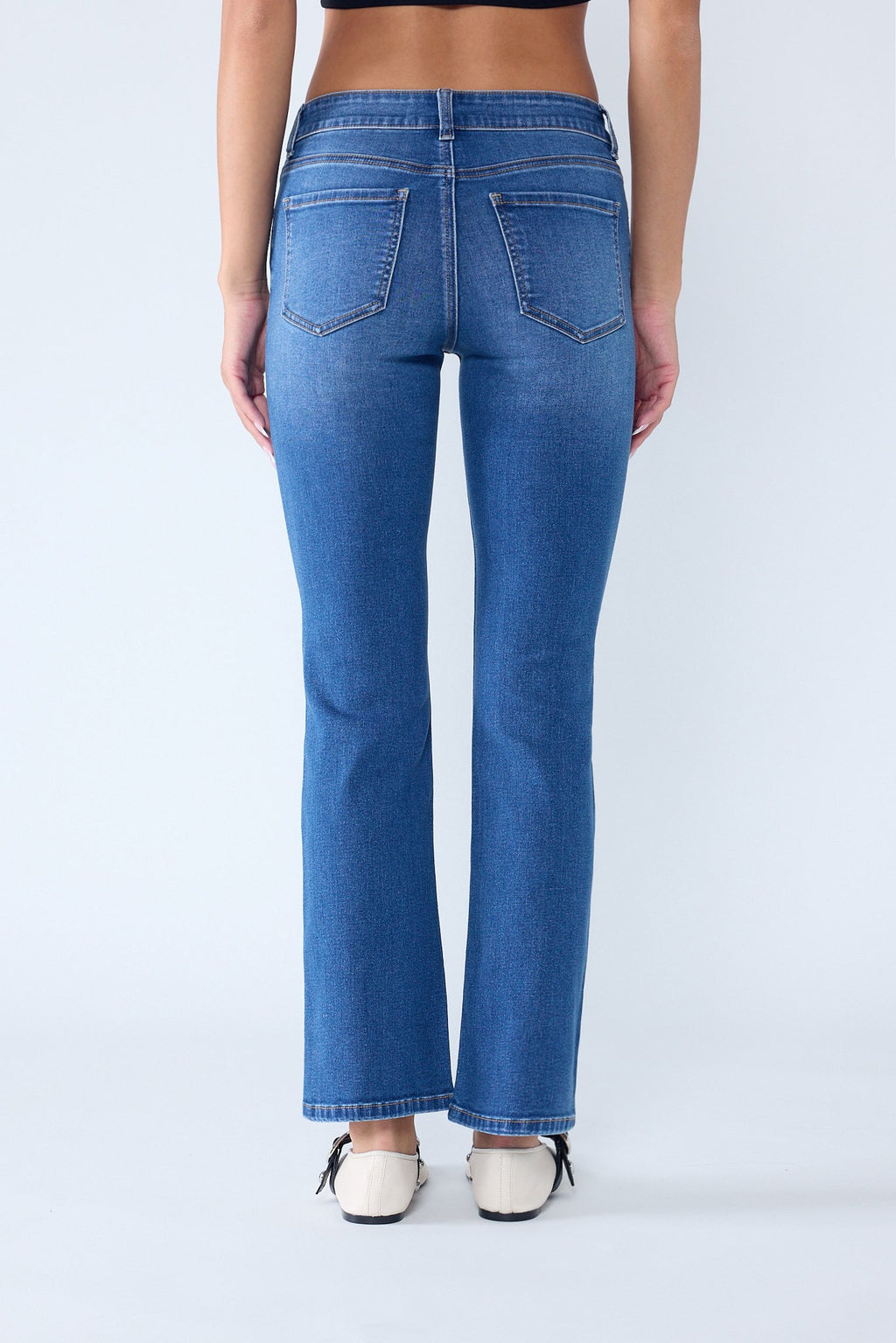 Women's blue bootcut jeans boots, designed for a stylish fit