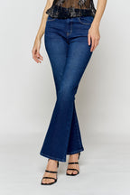 Women's blue bootcut jeans boots, perfect for casual outings