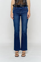 Women's dark blue bootcut jeans boots, perfect for casual outings
