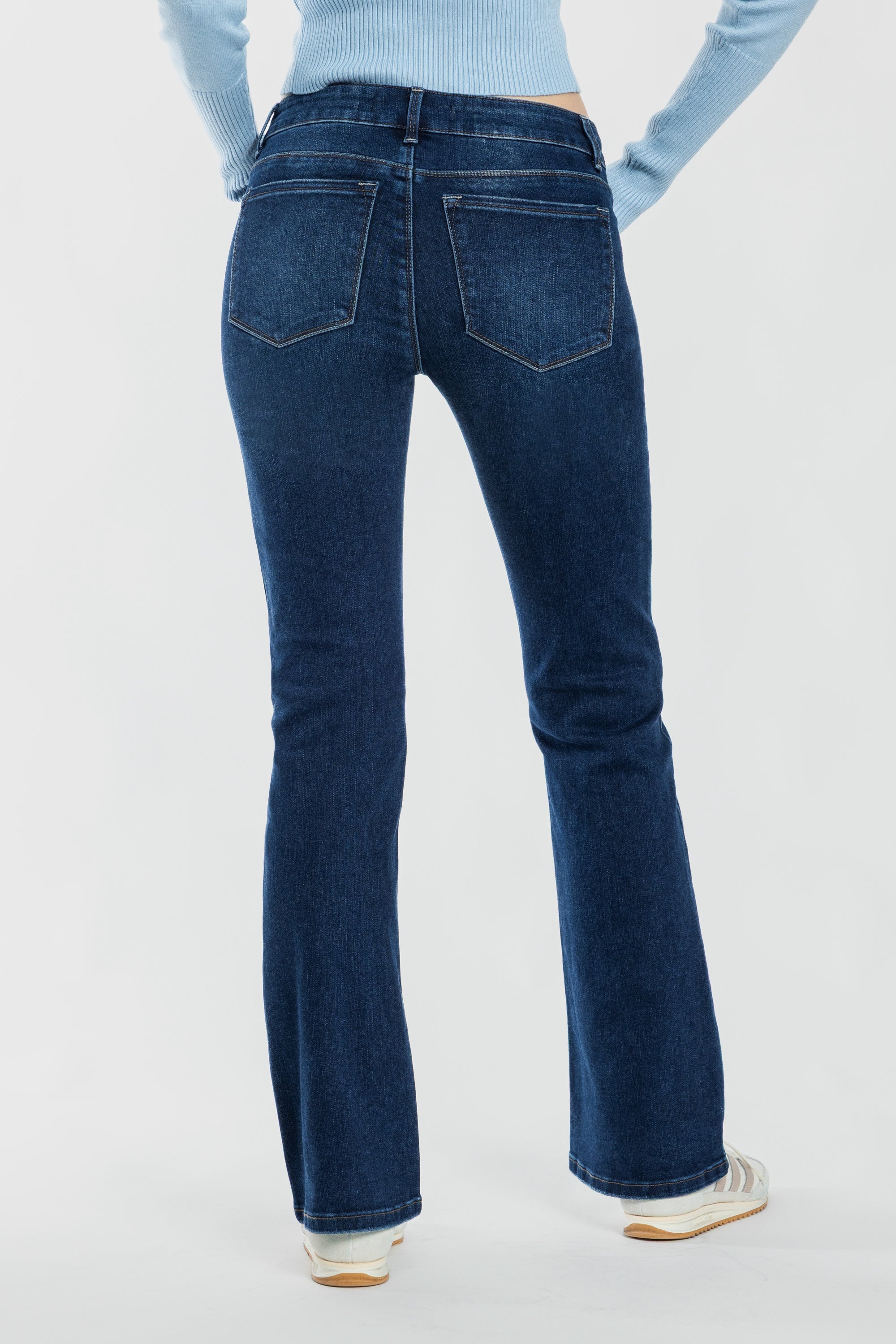 Women's blue bootcut jeans boots for a stylish casual look