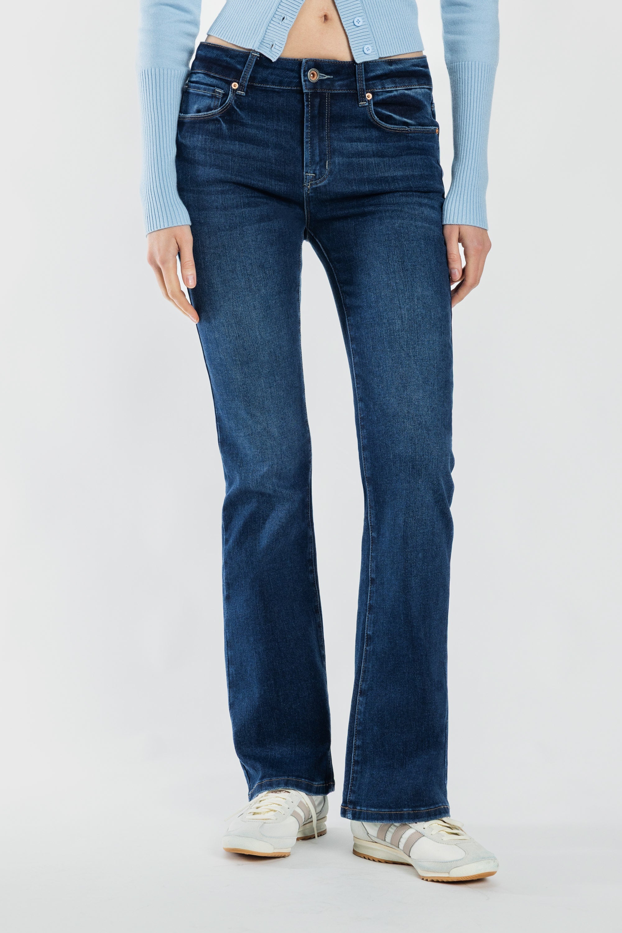 Women's dark wash bootcut jeans boots for a stylish casual look