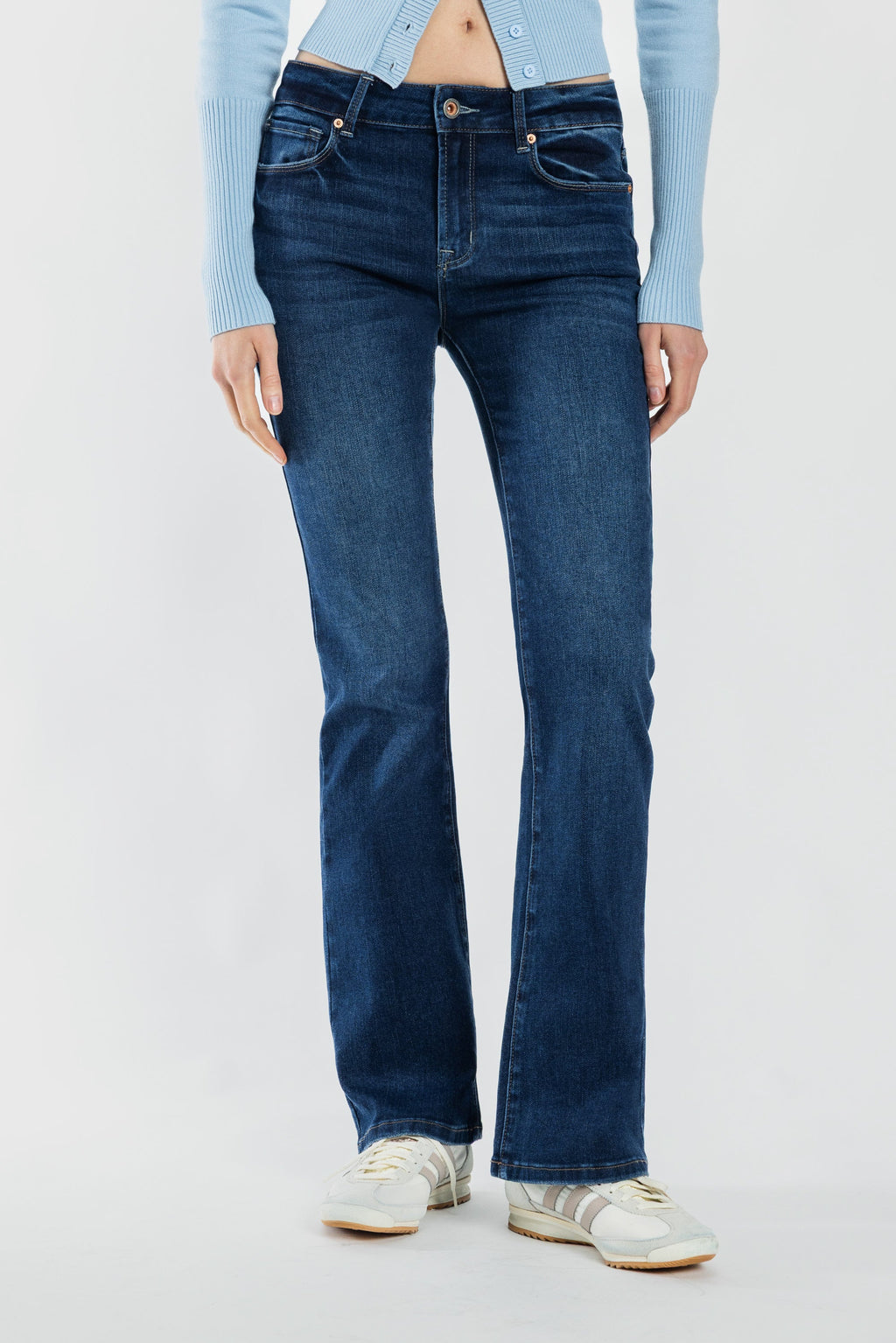 Women's dark wash bootcut jeans boots for a stylish casual look