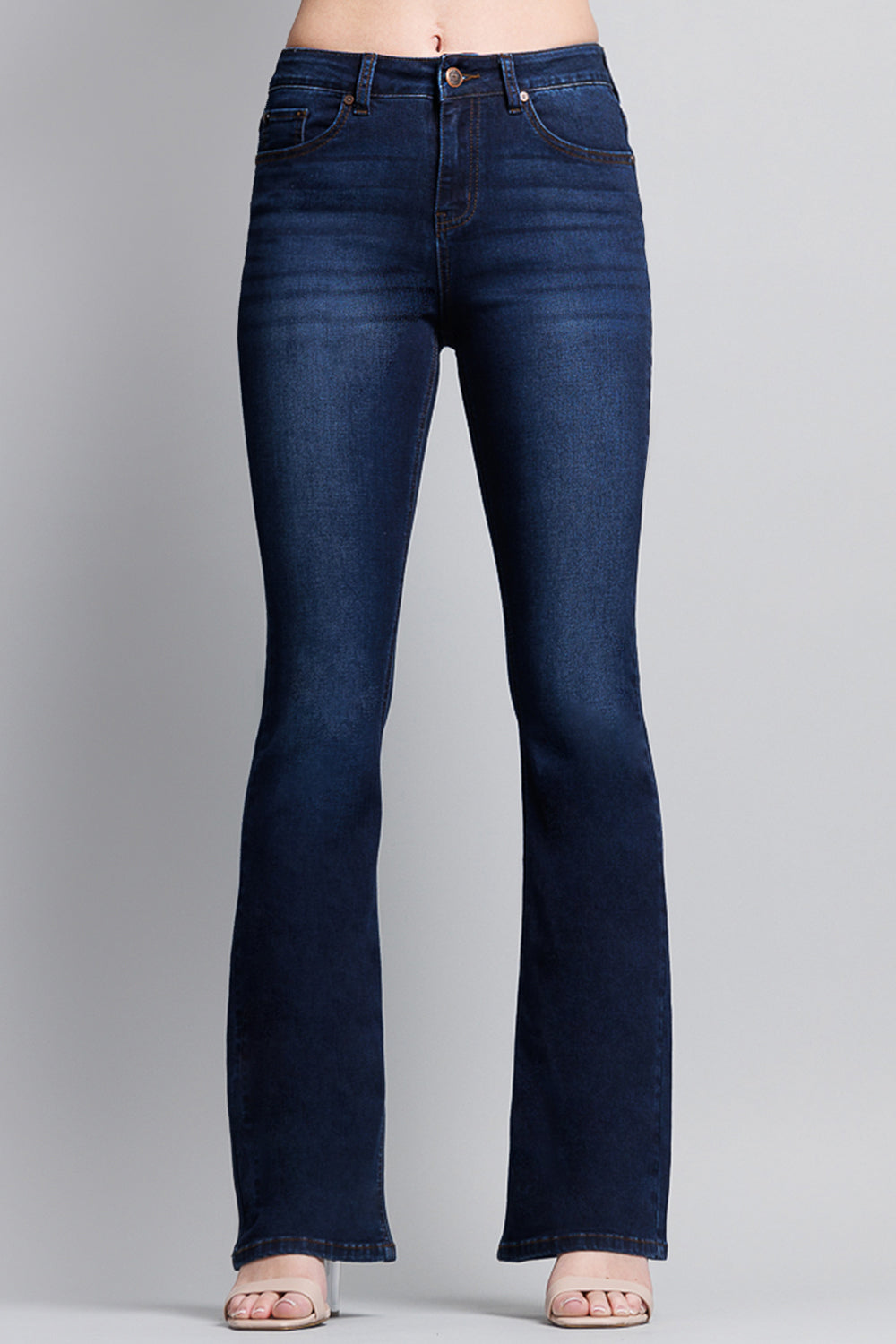Women's dark blue bootcut jeans boots, perfect for casual outings