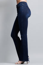 Women's dark blue bootcut jeans boots for a stylish casual look