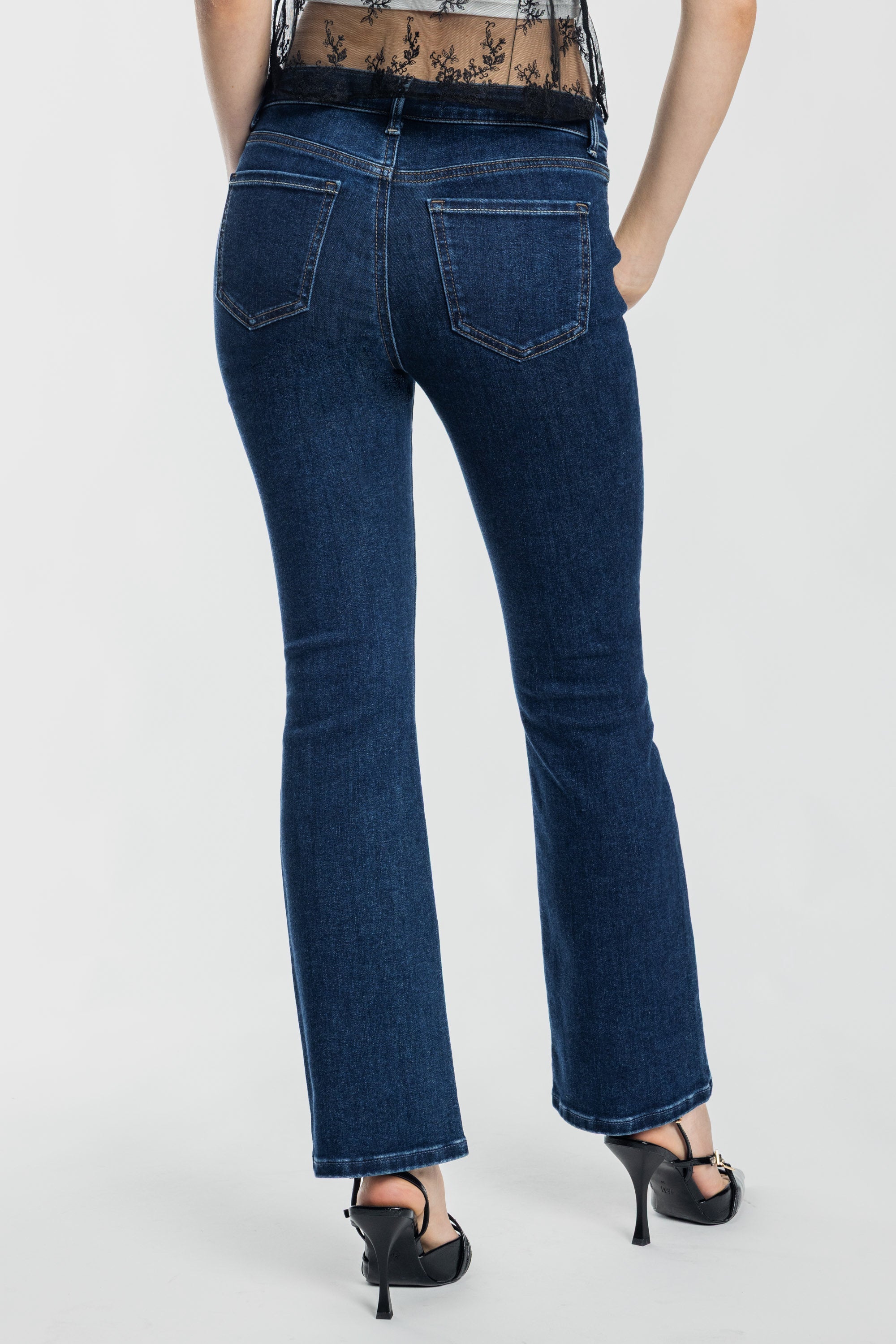 Women's dark blue bootcut jeans boots for a stylish fit