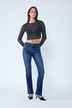 Women's blue bootcut jeans boots, classic style for everyday wear