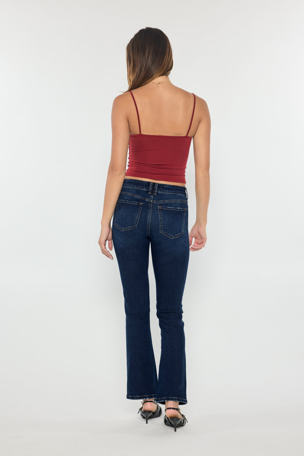 Women's dark blue bootcut jeans boots, perfect for casual outings