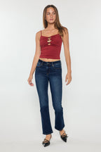 Women's dark blue bootcut jeans boots for a stylish casual look