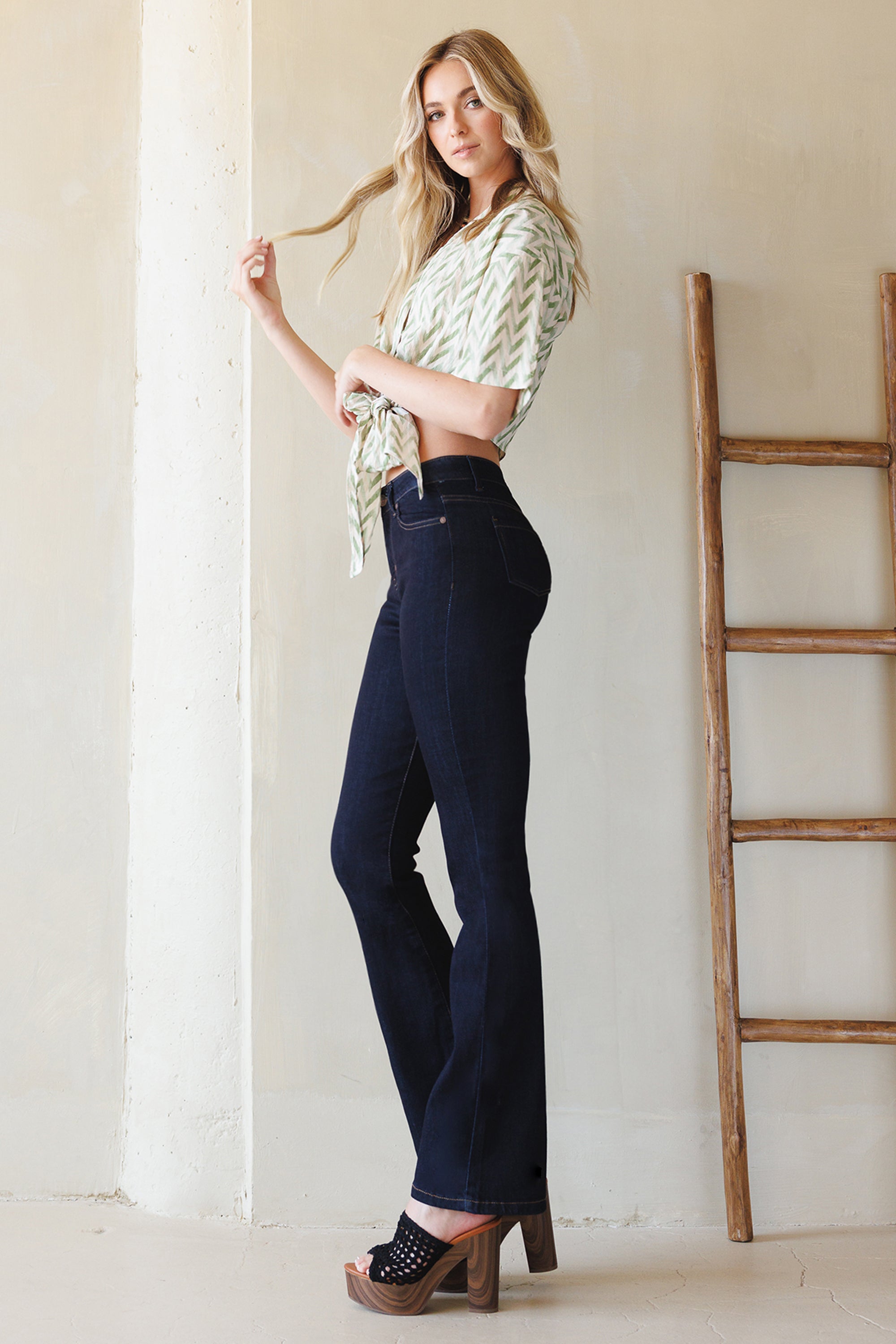 Women's dark wash bootcut jeans boots for a stylish, comfortable fit