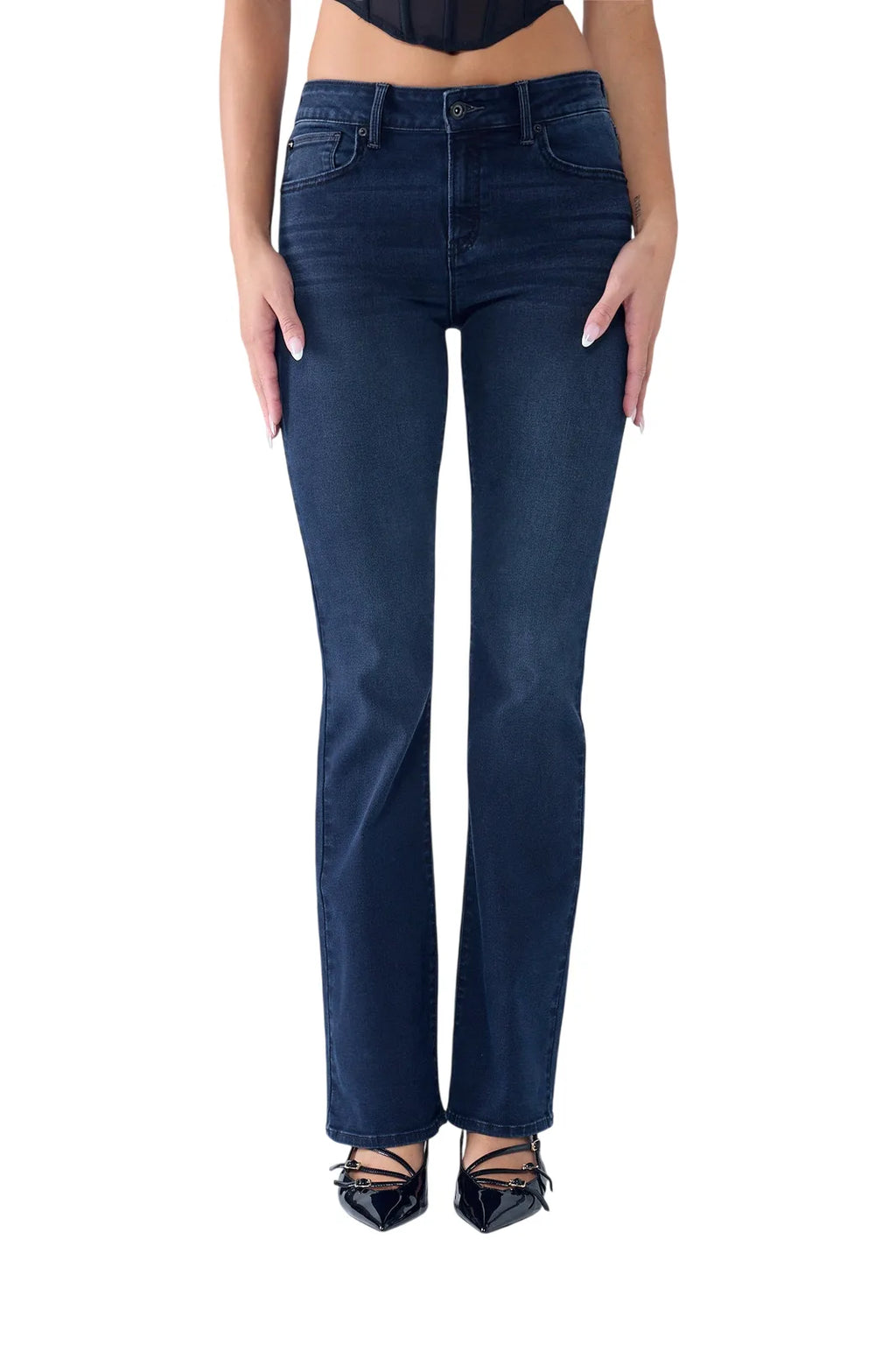 Women's dark wash bootcut jeans boots for stylish everyday wear