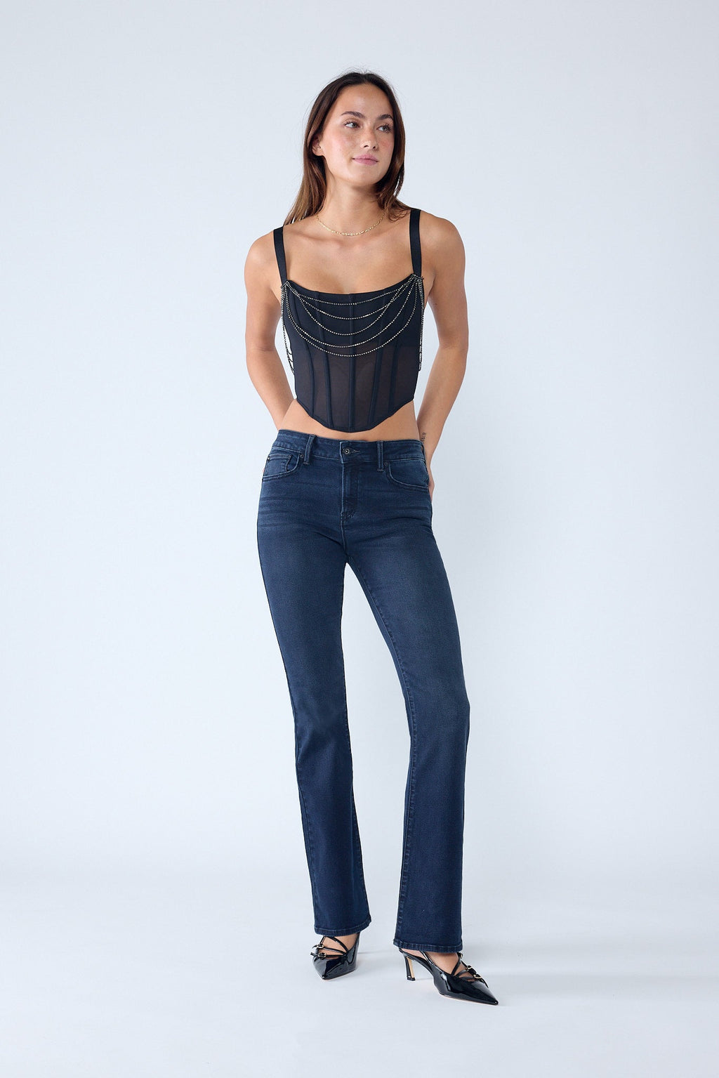 Women's bootcut jeans boots in dark blue denim for a stylish fit