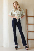 Women's dark bootcut jeans boots, stylish and comfortable for casual wear
