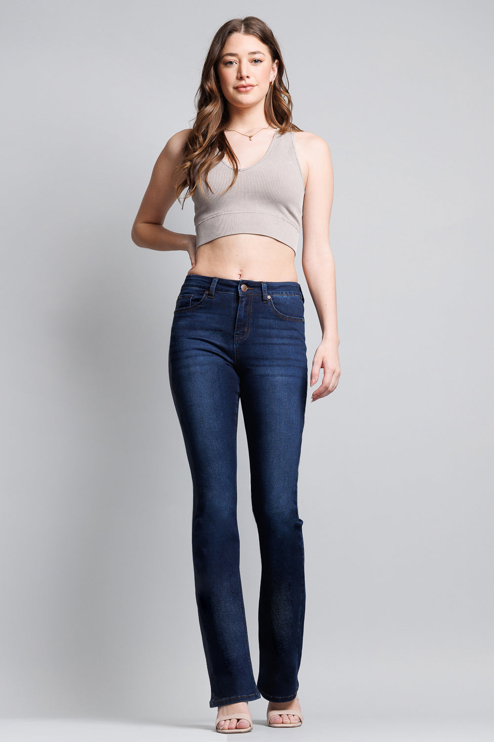 Women's bootcut jeans boots in dark blue with a flattering fit