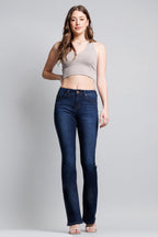 Women's bootcut jeans boots in dark blue with a flattering fit