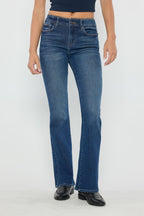 Women's dark blue bootcut jeans boots for a stylish look