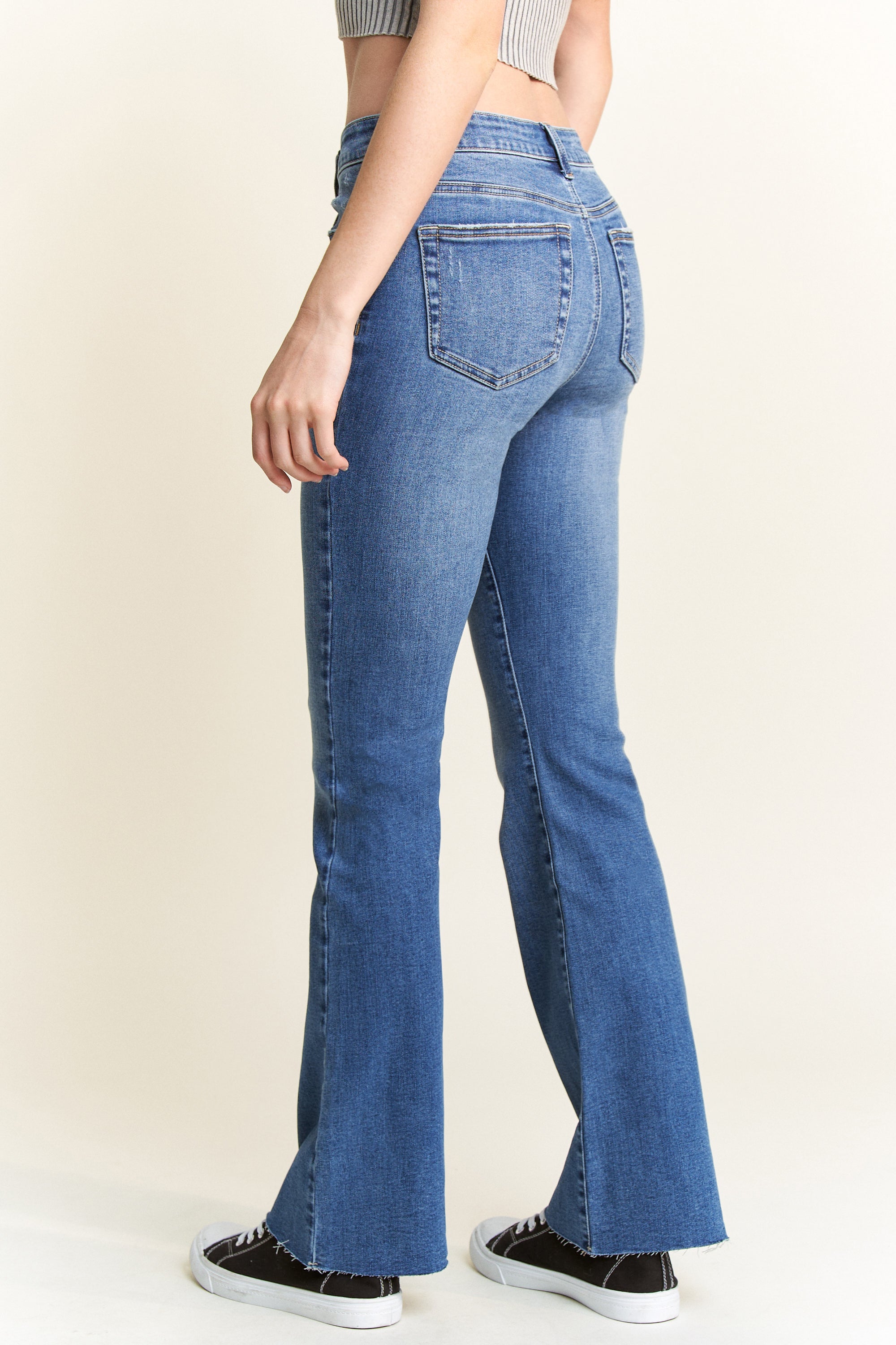 Women's blue bootcut jeans boots, perfect for casual outings