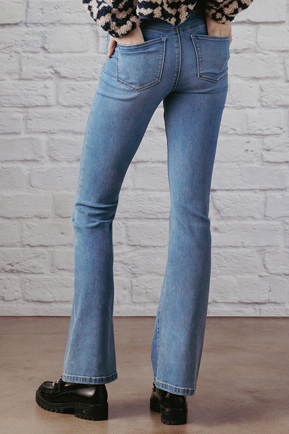 Women's blue bootcut jeans boots for a stylish casual look