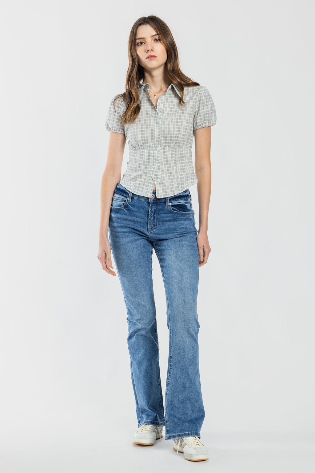 Women's blue bootcut jeans boots for a stylish casual look