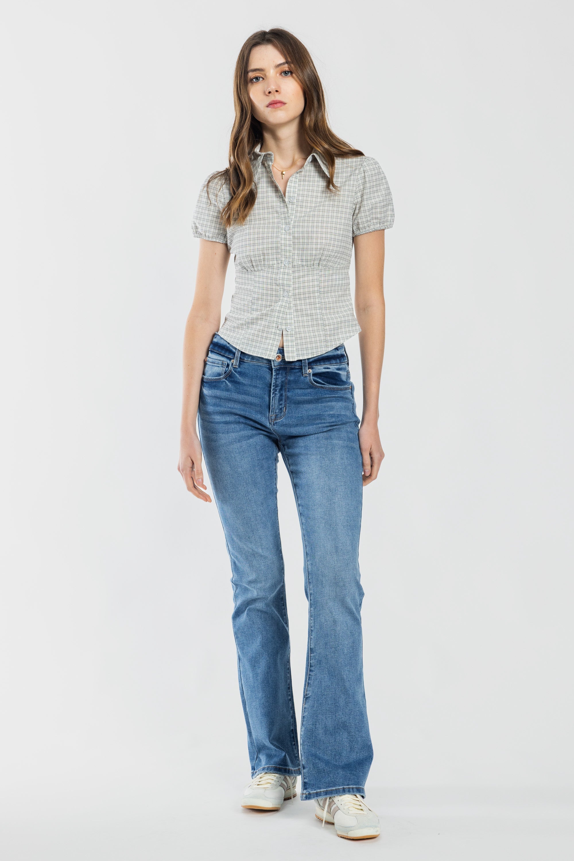 Women's blue bootcut jeans boots for a stylish casual look