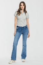 Women's blue bootcut jeans boots for a stylish casual look