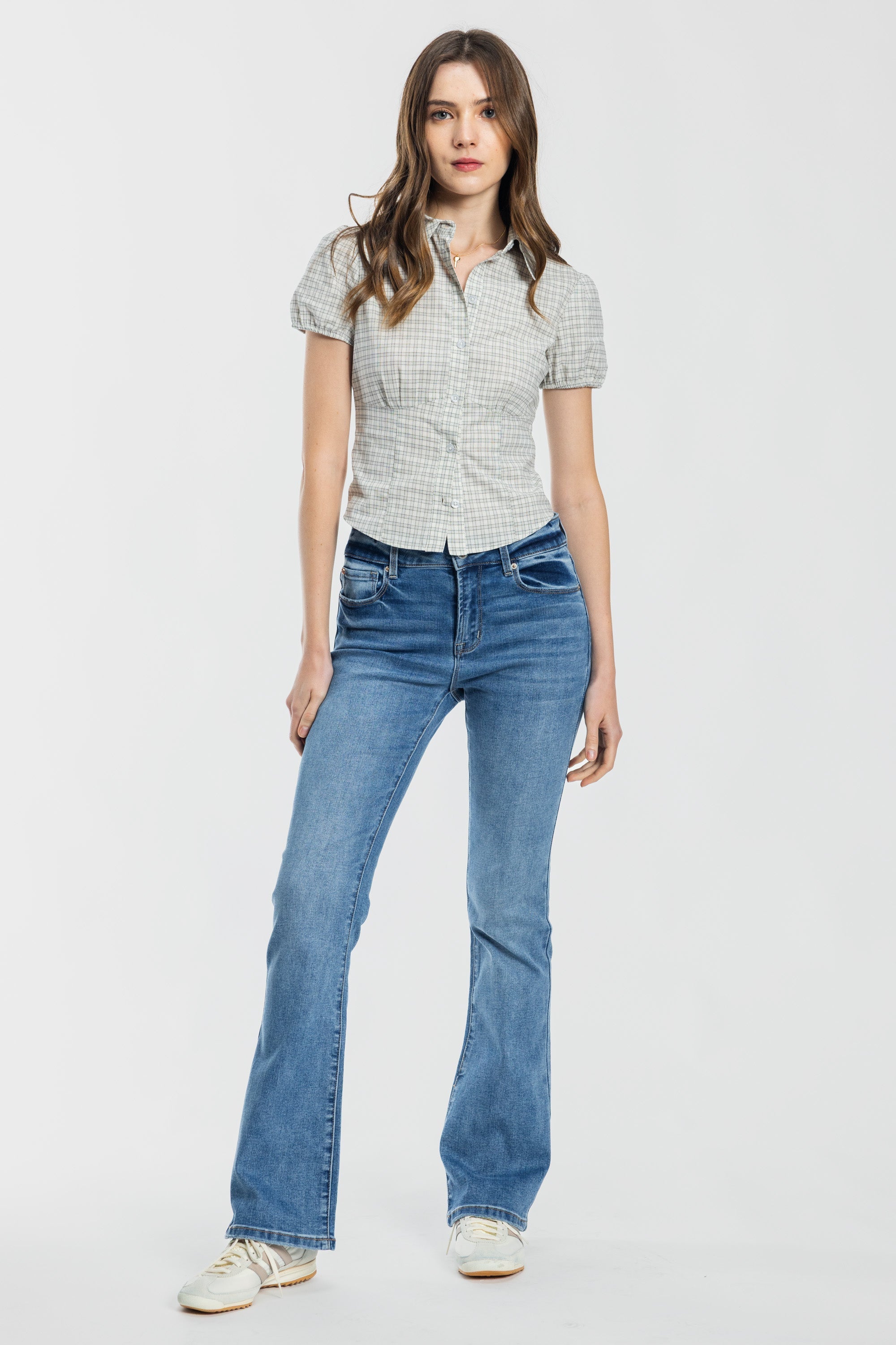 Women's blue bootcut jeans boots for a stylish casual look