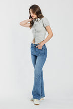 Women's blue bootcut jeans boots for casual everyday wear