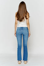 Women's bootcut jeans boots in light blue denim for casual wear
