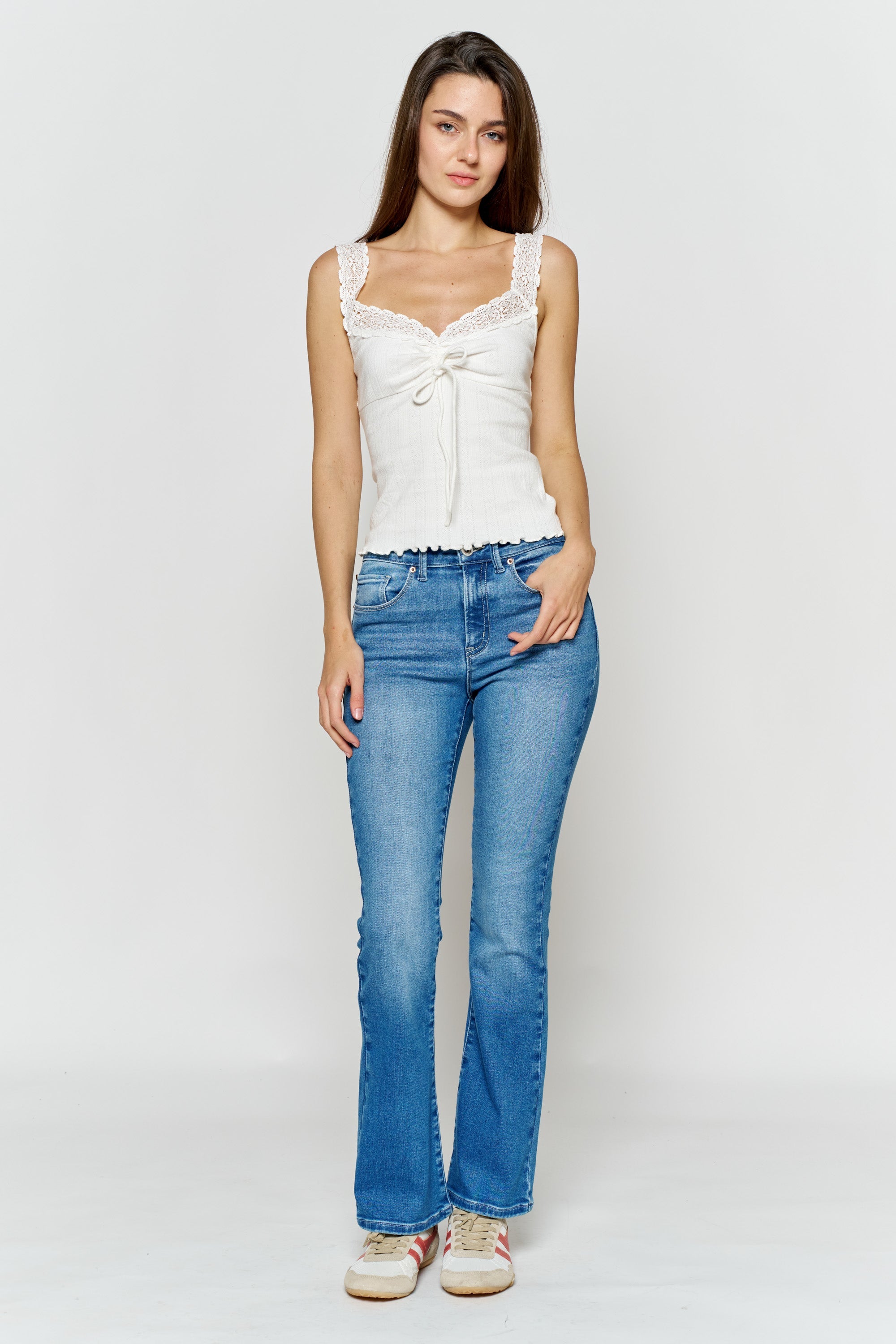 Women's blue bootcut jeans boots for casual outings and everyday wear