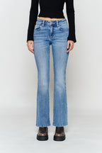 Women's light blue bootcut jeans boots, perfect for casual outings