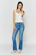 Women's blue bootcut jeans boots, perfect for casual outings