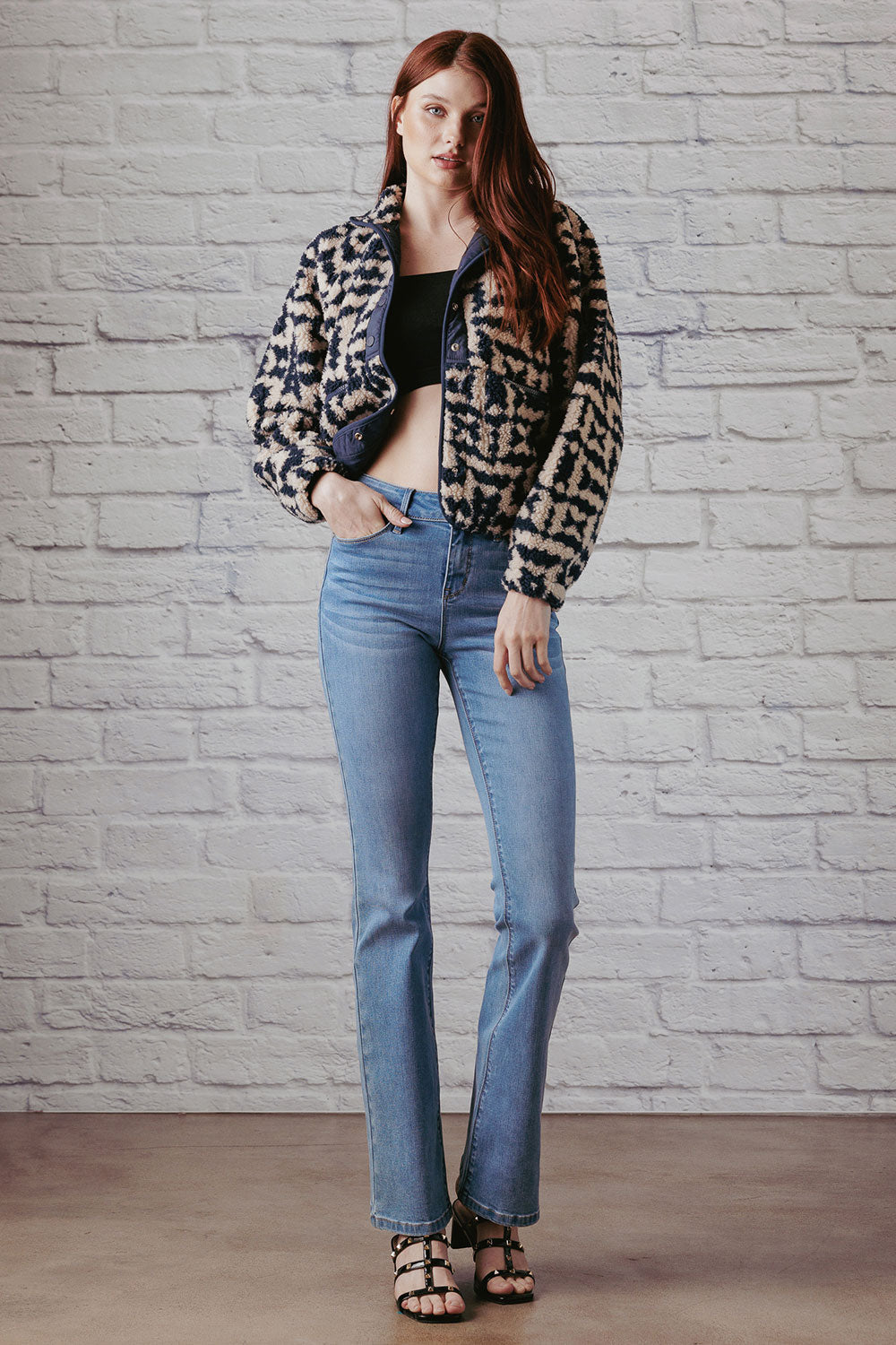 Women's bootcut jeans boots in light blue for casual wear
