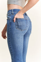 Women's blue bootcut jeans boots with a flattering fit