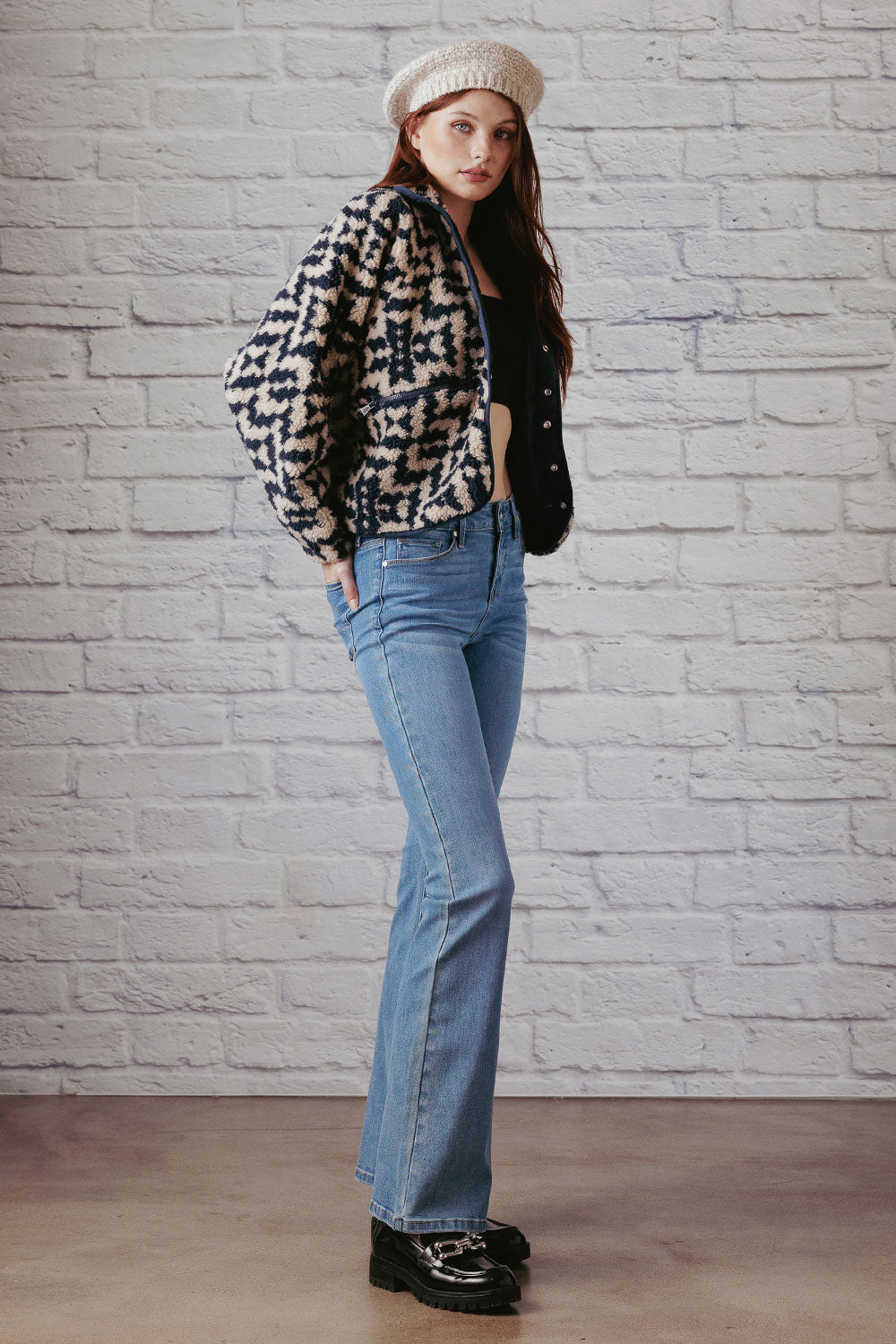 Women's light blue bootcut jeans boots for casual wear