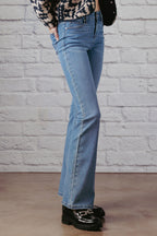 Women's light blue bootcut jeans boots for a stylish casual look