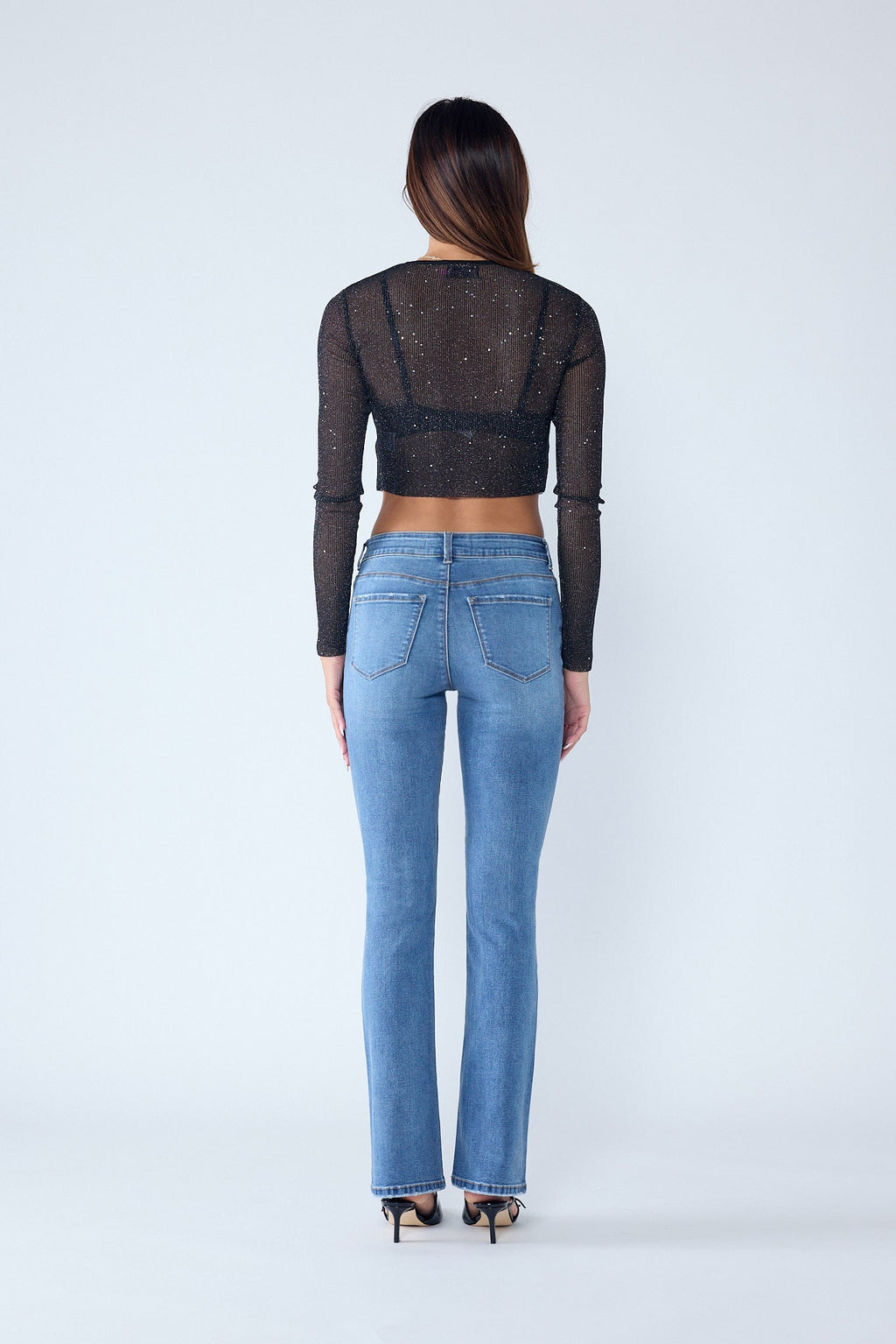 Women's blue bootcut jeans boots, perfect for casual styling