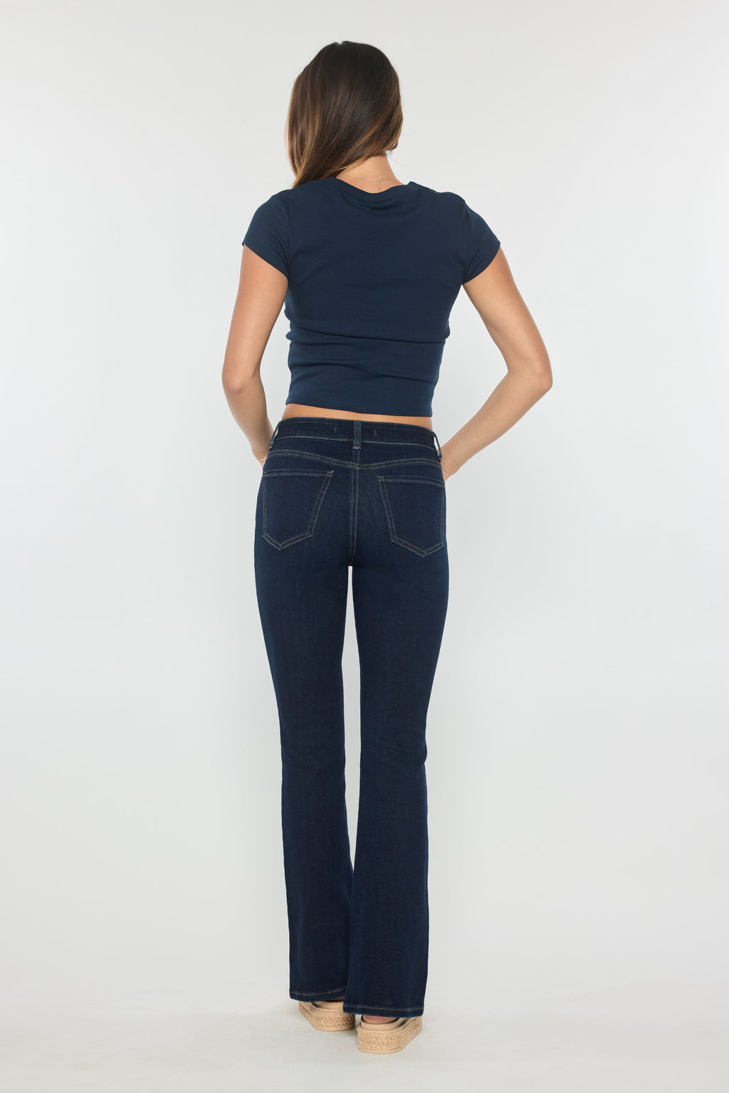 Women's dark wash bootcut jeans boots for a stylish casual look