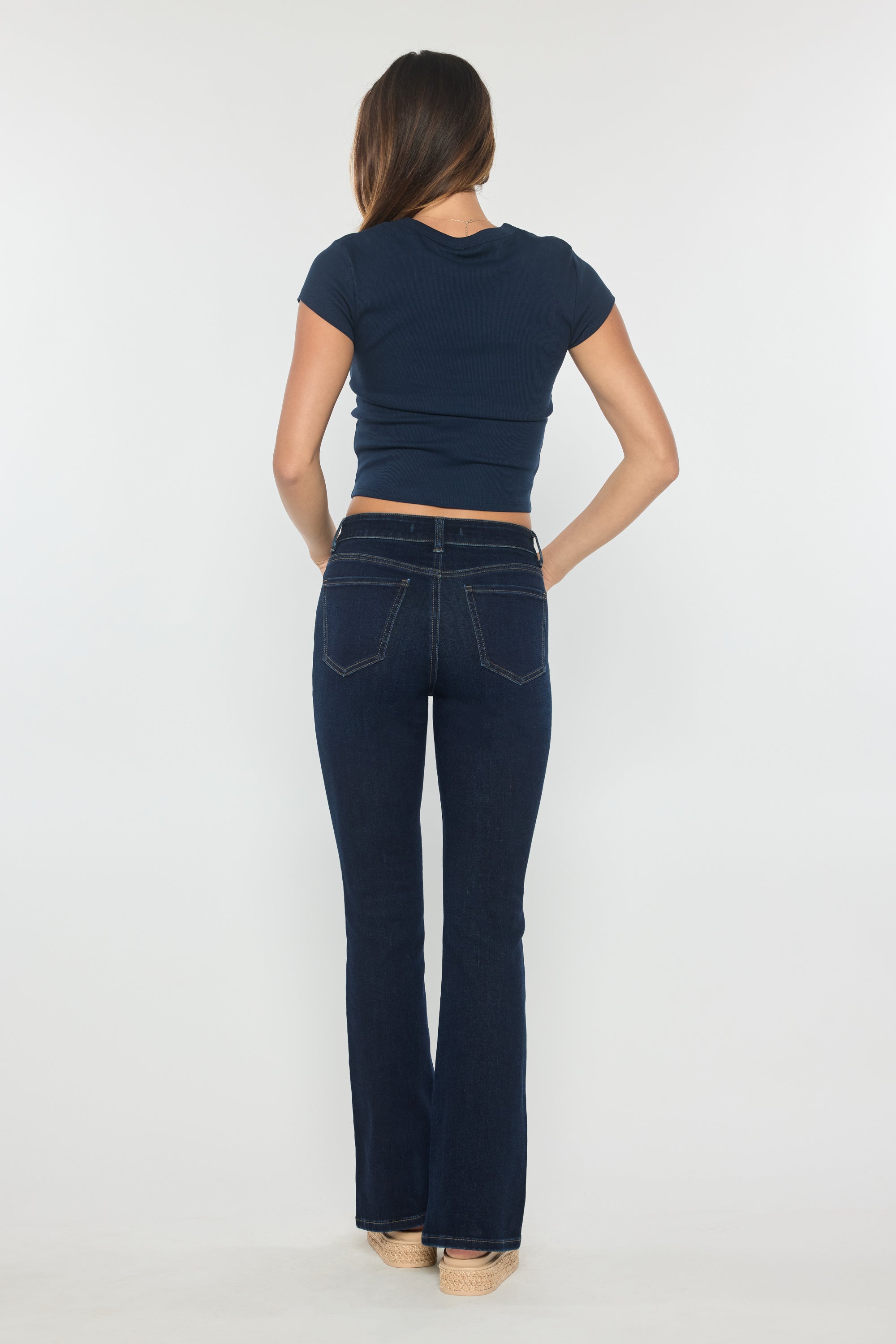 Women's dark wash bootcut jeans boots for a stylish casual look