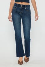 Women's dark wash bootcut jeans boots, ideal for casual wear