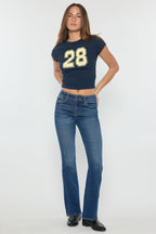 Women's blue bootcut jeans boots, perfect for casual outings