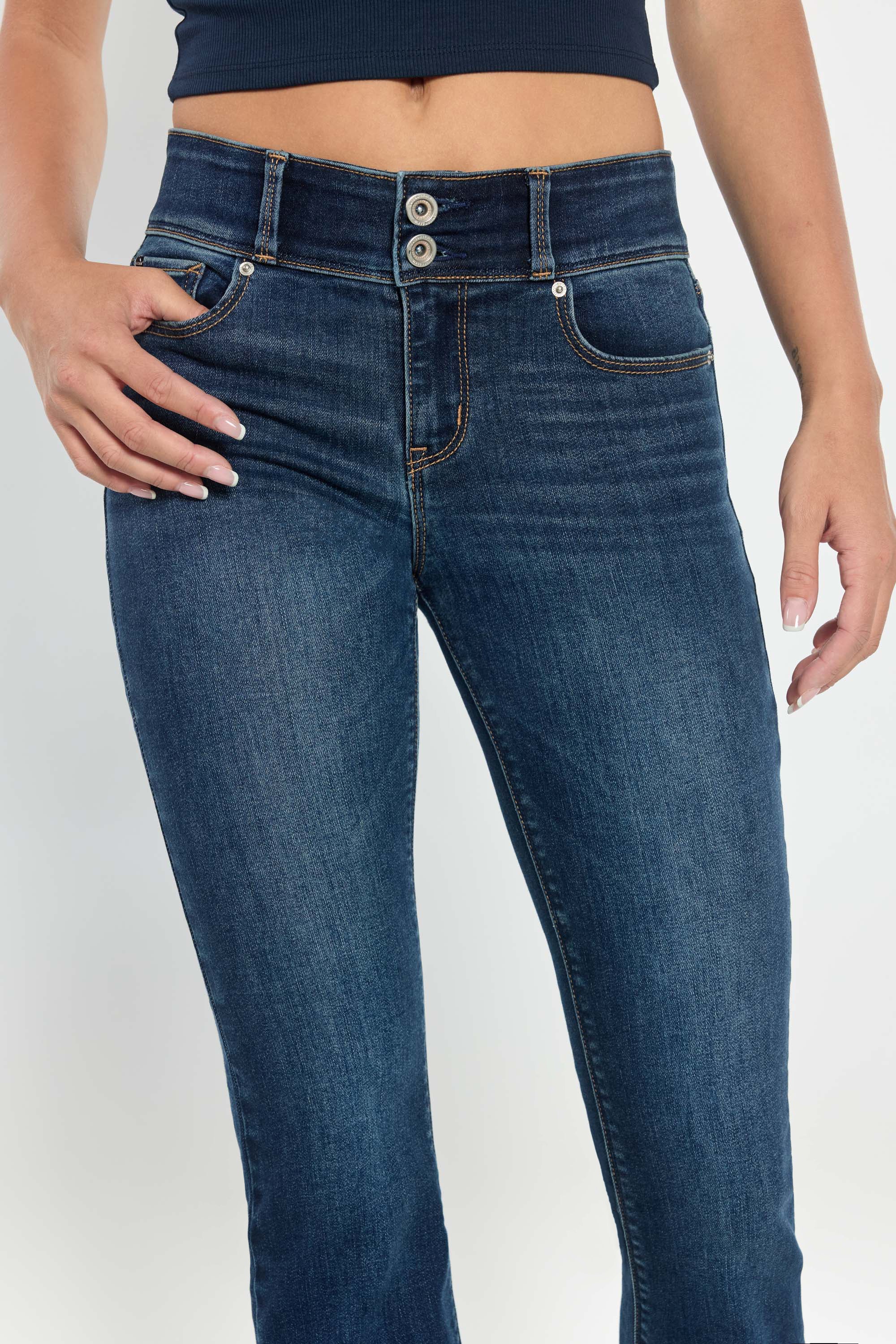Women's dark wash bootcut jeans boots, perfect for casual outings
