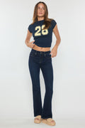 Women's dark blue bootcut jeans boots for casual wear