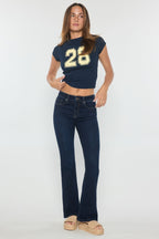 Women's dark blue bootcut jeans boots for casual wear