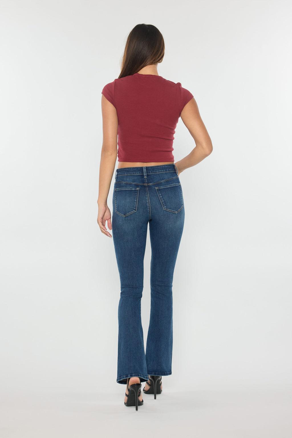Women's bootcut jeans boots in dark wash denim for chic style