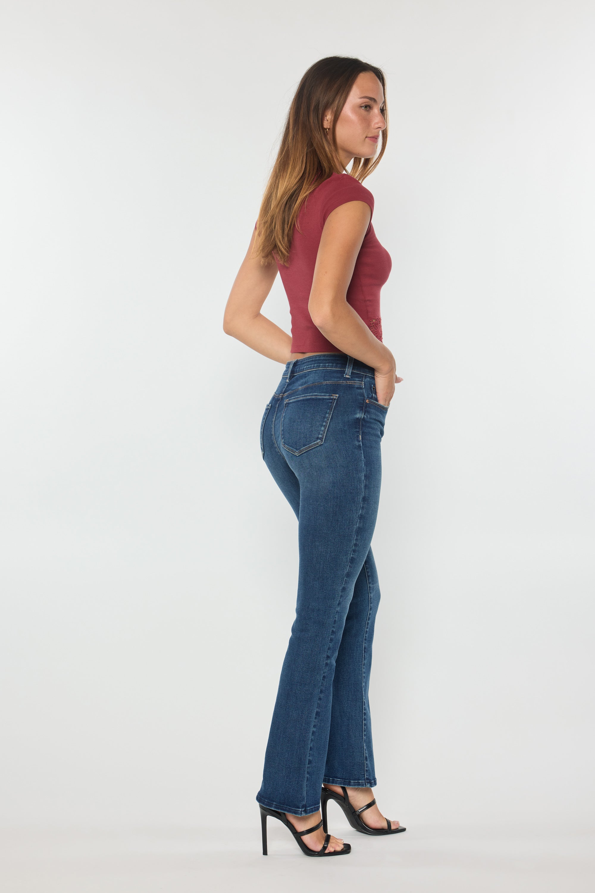 Women's dark blue bootcut jeans boots for a stylish fit