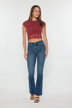 Women's bootcut jeans boots in blue denim for casual wear