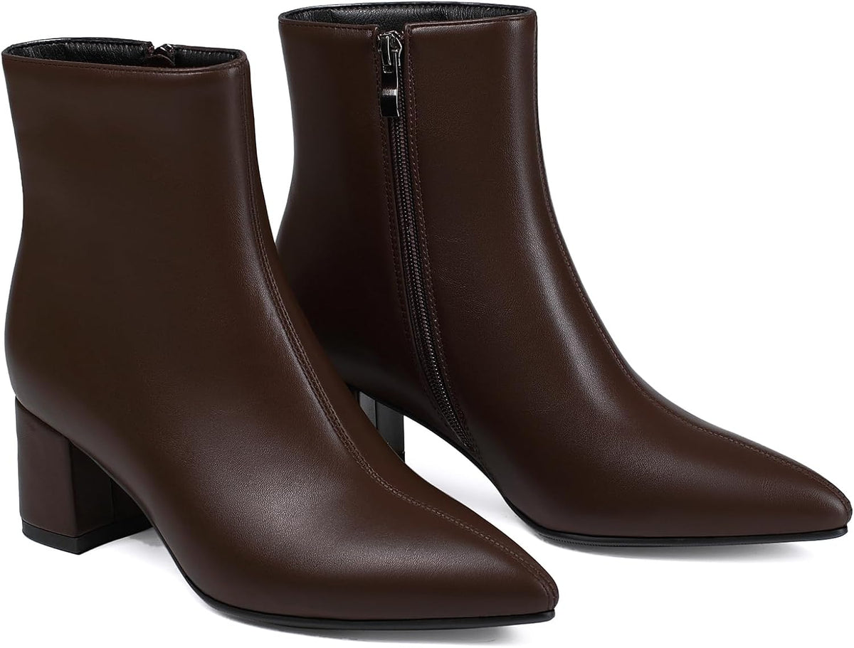 Booties for Women Pointed Toe Ankle Boot Chunky Block Low Heel Boot – sole and heel detail